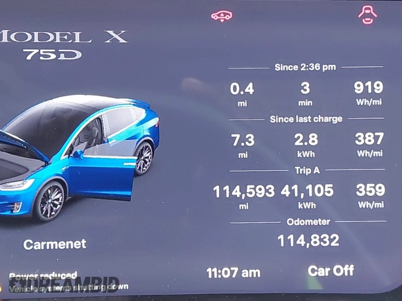 2018 Tesla Model X 75D with VIN 5YJXCAE2XJF111180, listed as a IAAI auction lot 41988079 with 114,593 mi miles and . Bid and sale history available at DreamBid. Image 15.