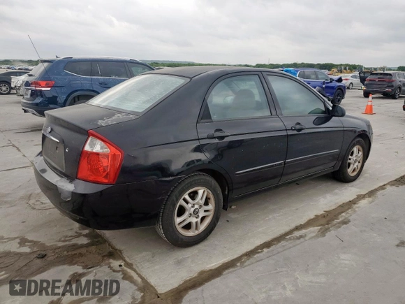 2005 Kia Spectra LX with VIN KNAFE121255179334, listed as a Copart auction lot 53144295 with 147,989 mi miles and Clean Title. Bid and sale history available at carsss.com. Image 3.