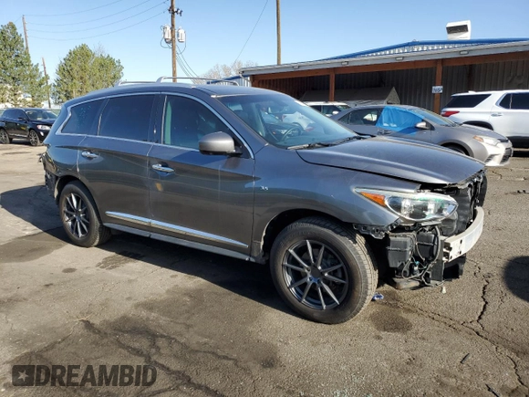 2015 Infiniti QX60 with VIN 5N1AL0MM3FC557643, listed as a Copart auction lot 52413595 with 120,136 mi miles and Salvage title. Bid and sale history available at DreamBid. Image 4.
