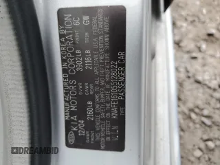 2005 Kia Spectra with VIN KNAFE161055128022, listed as a Copart auction lot 85615204 with 105,444 mi miles and Clean Title. Bid and sale history available at DreamBid. Image 12.