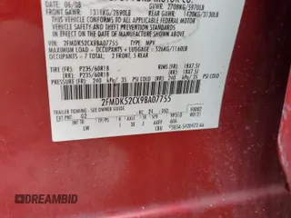 2009 Ford Flex SEL z VIN 2FMDK52CX9BA07755, wystawiony jako Copart lot #56385835 z przebiegiem 206 539 mil mil oraz Szkoda całkowita • Salvage title. Historia ofert i sprzedaży dostępna na DreamBid. Obrazek 12.
