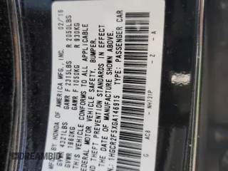 2016 Honda Accord Sport с VIN 1HGCR2F5XGA146915, выставлен на аукционе Copart как лот 57439755 с пробегом 163 780 миль миль и Списание • Salvage title. История ставок и продаж доступна на DreamBid. Изображение 12.