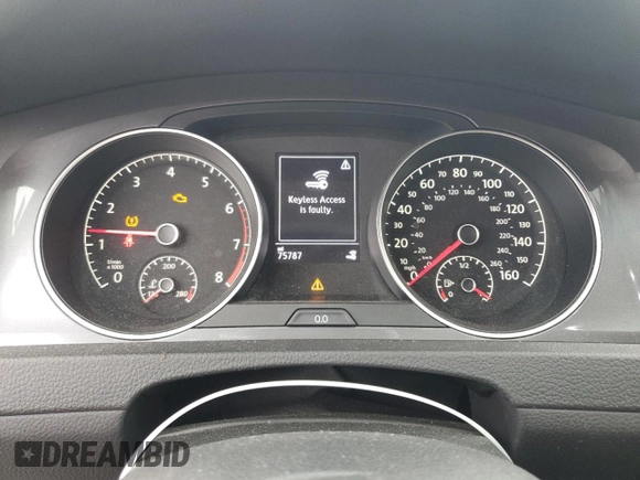 2017 Volkswagen Golf S with VIN 3VWH17AU4HM522453, listed as a Copart auction lot 58395955 with 75,787 mi miles and Salvage title. Bid and sale history available at DreamBid. Image 9.