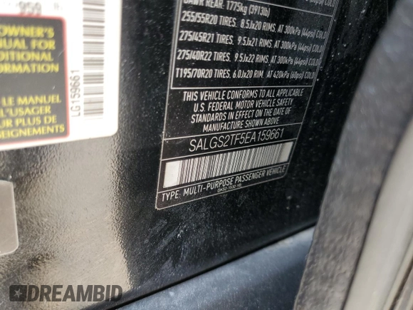 2014 Land Rover Range Rover Supercharged with VIN SALGS2TF5EA159661, listed as a Copart auction lot 60095045 with 181,372 mi miles and Clean title. Bid and sale history available at DreamBid. Image 13.