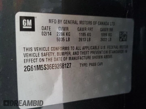 2014 Cadillac XTS Luxury with VIN 2G61M5S36E9268127, listed as a Copart auction lot 53975755 with 138,653 mi miles and Salvage Title. Bid and sale history available at DreamBid. Image 12.