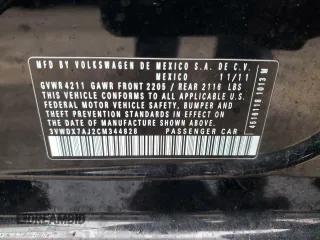 2012 Volkswagen Jetta Sedan SE w/Convenience & Sunroof with VIN 3VWDX7AJ2CM344828, listed as a Copart auction lot 49746154 with 81,927 mi miles and Salvage Title. Bid and sale history available at carsss.com. Image 12.
