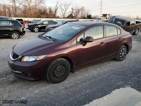 2013 Honda Civic Sdn LX with VIN 19XFB2F50DE091609, listed as a Copart auction lot 78881994 with 208,505 mi miles and Salvage Title. Bid and sale history available at carsss.com. Image 1.
