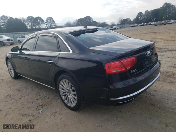 2014 Audi A8 L 4.0T with VIN WAUR2AFD0EN006017, listed as a Copart auction lot 44132625 with 102,111 mi miles and Salvage Title. Bid and sale history available at carsss.com. Image 2.