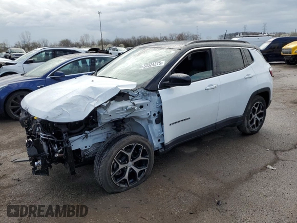 2024 Jeep Compass Limited с VIN 3C4NJDCN9RT136273, выставлен на аукционе Copart как лот 53324375 с пробегом 3 810 миль миль и Чистый • Clean title. История ставок и продаж доступна на DreamBid. Изображение 1.