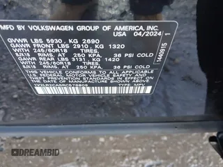 2024 Volkswagen Atlas SE z VIN 1V2LR2CA5RC576809, wystawiony jako IAAI lot #41652203 z przebiegiem 11 300 mil mil oraz . Historia ofert i sprzedaży dostępna na DreamBid. Obrazek 9.
