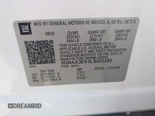 2020 Chevrolet Equinox LT с VIN 3GNAXJEV7LS521182, выставлен на аукционе IAAI как лот 40844466 с пробегом 65 994 миль миль и . История ставок и продаж доступна на DreamBid. Изображение 9.