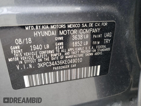 2019 Hyundai Accent Limited with VIN 3KPC34A36KE049010, listed as a Copart auction lot 88732155 with 63,599 mi miles and Non Repairable. Bid and sale history available at carsss.com. Image 12.