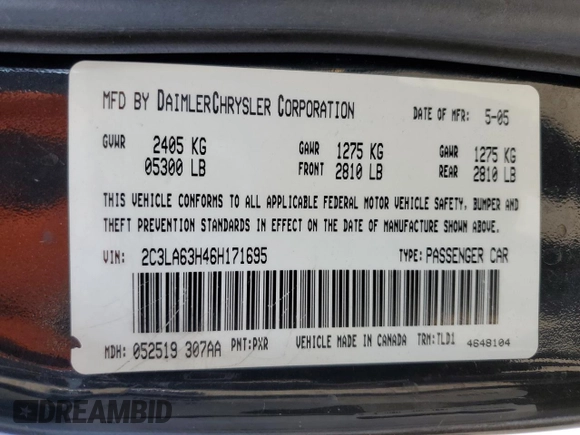 2006 Chrysler 300 C with VIN 2C3LA63H46H171695, listed as a Copart auction lot 47205915 with 103,403 mi miles and Clean Title. Bid and sale history available at carsss.com. Image 12.