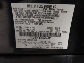 2013 Ford Taurus Limited z VIN 1FAHP2F80DG206445, wystawiony jako IAAI lot #42275040 z przebiegiem 240 502 mil mil oraz . Historia ofert i sprzedaży dostępna na DreamBid. Obrazek 9.