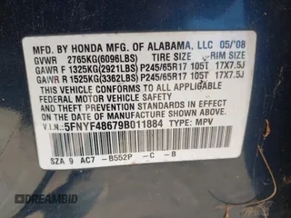2009 Honda Pilot EX-L with VIN 5FNYF48679B011884, listed as a IAAI auction lot 41912728 with 195,904 mi miles and . Bid and sale history available at carsss.com. Image 9.