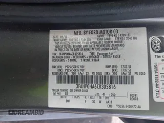 2012 Ford Fusion SE with VIN 3FAHP0HA6CR305816, listed as a IAAI auction lot 42041656 with 275,172 mi miles. Bid and sale history available at carsss.com. Image 9.