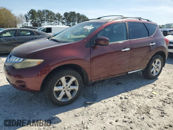 2009 Nissan Murano S with VIN JN8AZ18W89W104047, listed as a Copart auction lot 50977575 with 166,442 mi miles and Salvage Title. Bid and sale history available at carsss.com. Image 1.