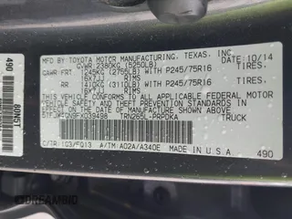 2015 Toyota Tacoma PreRunner z VIN 5TFJX4GN9FX039498, wystawiony jako IAAI lot #41487344 z przebiegiem 135 061 mil mil oraz . Historia ofert i sprzedaży dostępna na DreamBid. Obrazek 9.