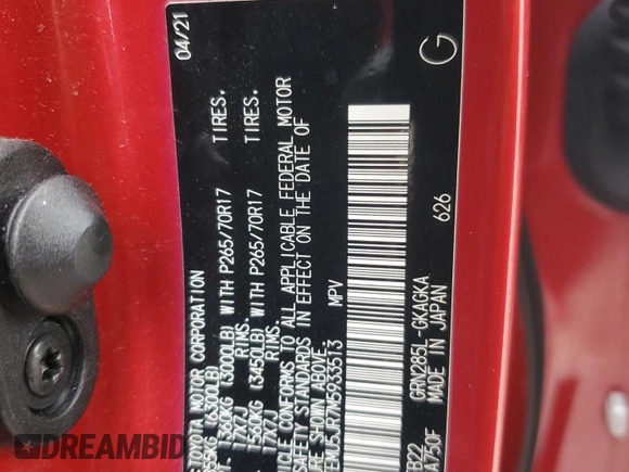 2021 Toyota 4Runner SR5 с VIN JTEMU5JR7M5933513, выставлен на аукционе Copart как лот 53782845 с пробегом 85 554 миль миль и Списание • Salvage title. История ставок и продаж доступна на DreamBid. Изображение 14.