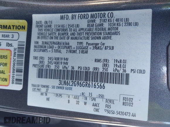 2016 Lincoln MKZ with VIN 3LN6L2G96GR616566, listed as a IAAI auction lot 41757346 with 75,884 mi miles. Bid and sale history available at carsss.com. Image 9.