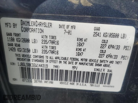2002 Jeep Liberty Limited with VIN 1J8GL58K32W144319, listed as a Copart auction lot 51571025 with 145,913 mi miles and Salvage title. Bid and sale history available at DreamBid. Image 14.