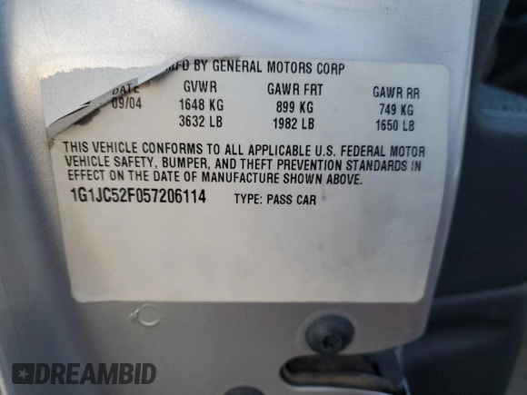 2005 Chevrolet Cavalier with VIN 1G1JC52F057206114, listed as a Copart auction lot 79234464 with 132,499 mi miles and Salvage Title. Bid and sale history available at carsss.com. Image 13.
