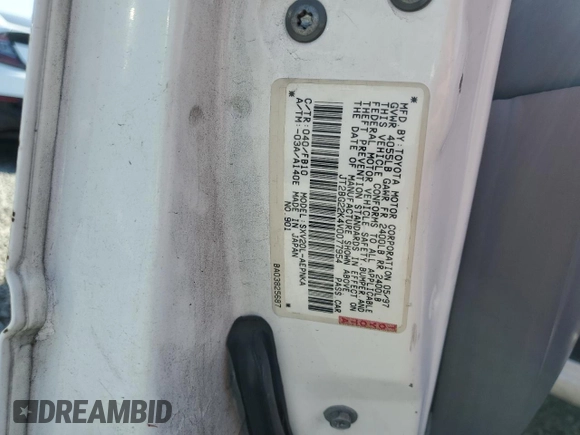 1997 Toyota Camry LE z VIN JT2BG22K4V0077954, wystawiony jako Copart lot #57682355 z przebiegiem 254 596 mil mil oraz Szkoda całkowita • Salvage title. Historia ofert i sprzedaży dostępna na DreamBid. Obrazek 12.