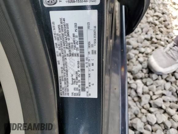 2011 Ford Fiesta S with VIN 3FADP4AJ7BM240146, listed as a Copart auction lot 60495535 with 65,549 mi miles and Salvage title. Bid and sale history available at DreamBid. Image 12.