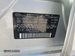 2017 Hyundai Azera Limited with VIN KMHFH4JG2HA588510, listed as a Copart auction lot 81625064 with 38,664 mi miles and Salvage title. Bid and sale history available at DreamBid. Image 13.