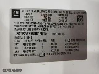2013 GMC Sierra 1500 SLT with VIN 3GTP2WE76DG150052, listed as a Copart auction lot 48682575 with 105,384 mi miles and Clean Title. Bid and sale history available at carsss.com. Image 12.