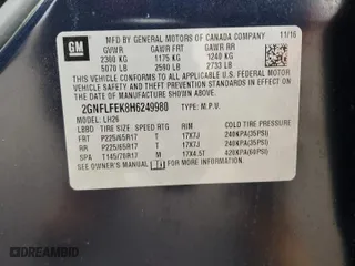 2017 Chevrolet Equinox LT with VIN 2GNFLFEK8H6249980, listed as a Copart auction lot 47393595 with 56,588 mi miles and Salvage Title. Bid and sale history available at carsss.com. Image 12.
