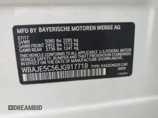 2018 BMW 5 Series 540i with VIN WBAJE5C56JG917718, listed as a Copart auction lot 79046204 with Not Provided miles and Non Repairable. Bid and sale history available at carsss.com. Image 13.