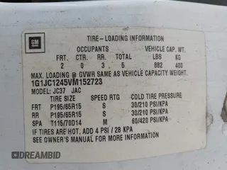 1997 Chevrolet Cavalier z VIN 1G1JC1245VM152723, wystawiony jako IAAI lot #42159963 z przebiegiem 153 615 mil mil oraz . Historia ofert i sprzedaży dostępna na DreamBid. Obrazek 9.