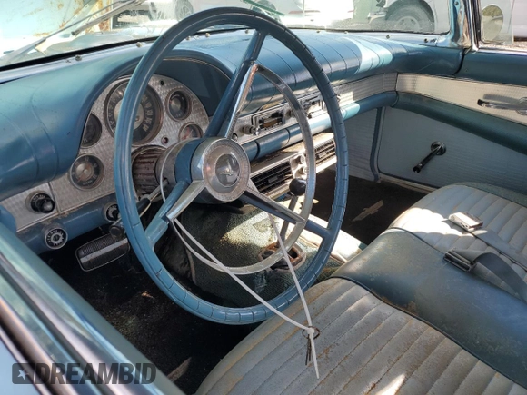 1958 Ford Thunderbird with VIN D7FH157160, listed as a Copart auction lot 80858054 with 16,024 mi miles and Salvage Title. Bid and sale history available at DreamBid. Image 8.