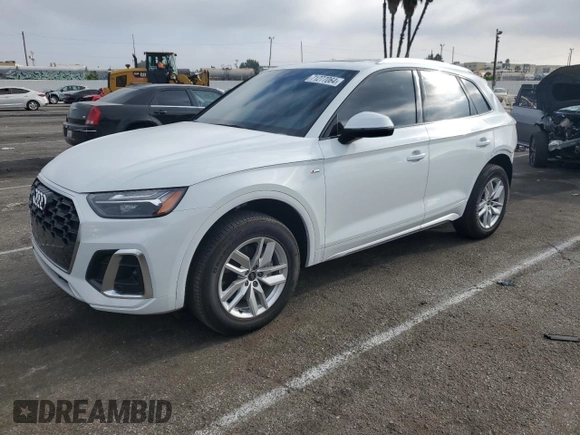 2023 Audi Q5 S line Premium with VIN WA1GAAFY8P2122385, listed as a Copart auction lot 71277064 with 13,629 mi miles and Salvage title. Bid and sale history available at DreamBid. Image 1.