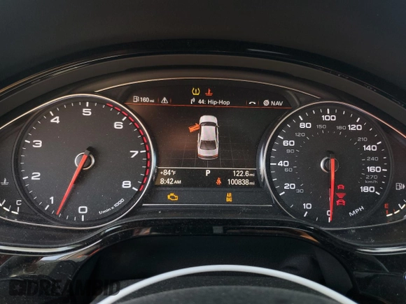 2015 Audi A8 4.0T with VIN WAU32AFD6FN006093, listed as a Copart auction lot 55259555 with 100,838 mi miles and Salvage title. Bid and sale history available at DreamBid. Image 9.