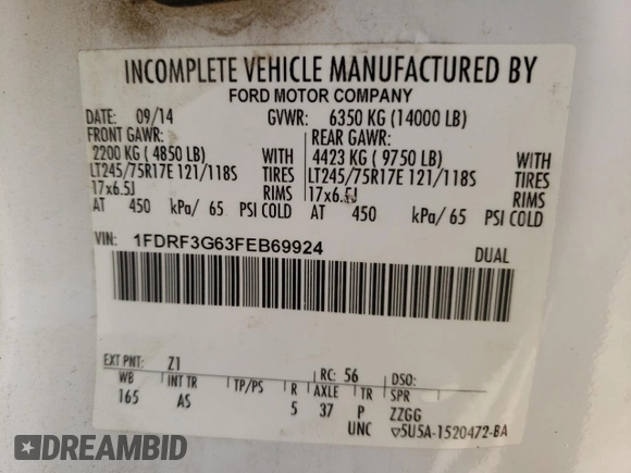 2015 Ford F-350 z VIN 1FDRF3G63FEB69924, wystawiony jako Copart lot #48172354 z przebiegiem 378 948 mil mil oraz Szkoda całkowita • Salvage title. Historia ofert i sprzedaży dostępna na DreamBid. Obrazek 12.