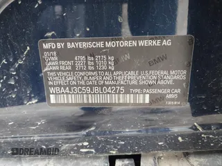 2018 BMW 4 Series 430i xDrive with VIN WBA4J3C59JBL04275, listed as a IAAI auction lot 42006768 with 59,437 mi miles and . Bid and sale history available at DreamBid. Image 9.
