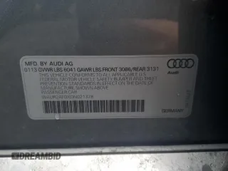 2013 Audi A8 L 4.0L with VIN WAUR2AFDXDN021378, listed as a Copart auction lot 50455095 with 110,722 mi miles and Salvage Title. Bid and sale history available at carsss.com. Image 12.
