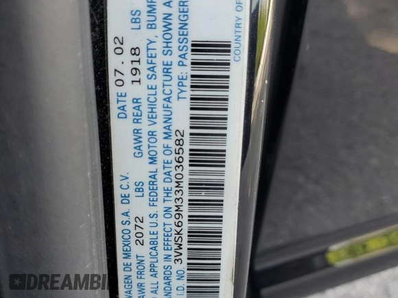 2003 Volkswagen Jetta GLS с VIN 3VWSK69M33M036582, выставлен на аукционе Copart как лот 61177465 с пробегом 62 322 миль миль и Чистый • Clean title. История ставок и продаж доступна на DreamBid. Изображение 12.