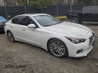 2021 Infiniti Q50 Luxe with VIN JN1EV7BR6MM752279, listed as a Copart auction lot 43903675 with 52,400 mi miles and Salvage Title. Bid and sale history available at carsss.com. Image 4.