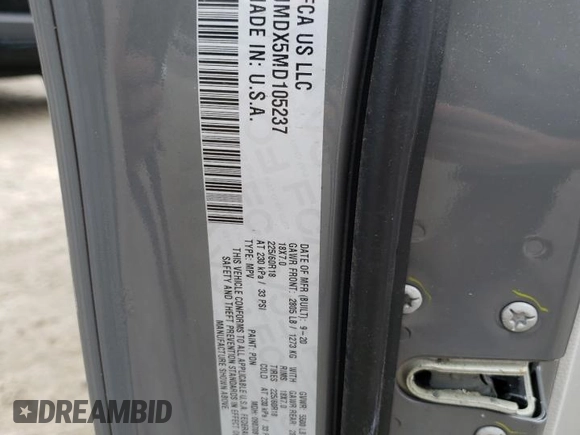 2021 Jeep Cherokee Limited with VIN 1C4PJMDX5MD105237, listed as a Copart auction lot 61389155 with 55,173 mi miles and Salvage title. Bid and sale history available at DreamBid. Image 12.