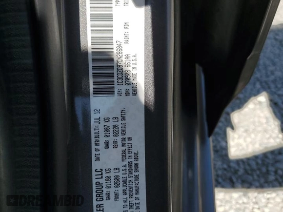 2012 Dodge Avenger SXT с VIN 1C3CDZCB7CN286847, выставлен на аукционе Copart как лот 57829845 с пробегом 177 883 миль миль и Чистый • Clean title. История ставок и продаж доступна на DreamBid. Изображение 12.