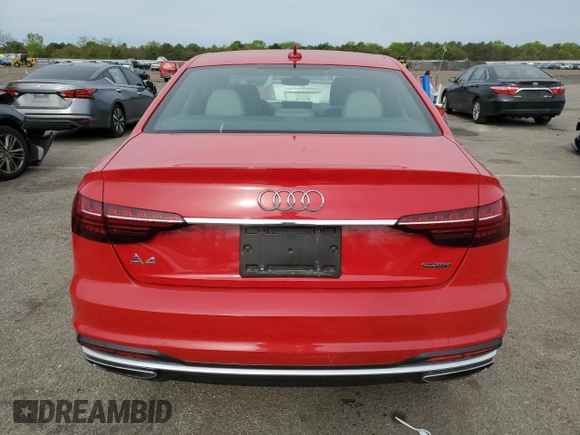 2020 Audi A4 Premium with VIN WAUDNAF40LN013144, listed as a Copart auction lot 56367095 with 22,424 mi miles and Salvage title. Bid and sale history available at DreamBid. Image 6.