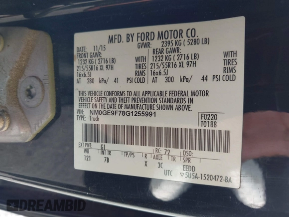 2016 Ford Transit Connect XLT with VIN NM0GE9F78G1255991, listed as a IAAI auction lot 42592716 with 77,132 mi miles and . Bid and sale history available at DreamBid. Image 9.