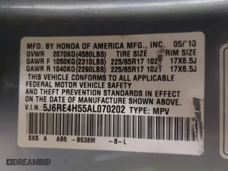 2010 Honda CR-V EX with VIN 5J6RE4H55AL070202, listed as a IAAI auction lot 41274337 with 219,063 mi miles. Bid and sale history available at carsss.com. Image 9.