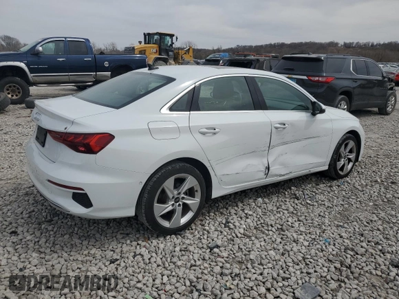 2023 Audi A3 Premium z VIN WAUAUDGY3PA090452, wystawiony jako Copart lot #49063675 z przebiegiem 43 710 mil mil oraz Czysty tytuł • Clean title. Historia ofert i sprzedaży dostępna na DreamBid. Obrazek 3.