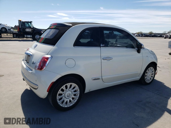 2012 FIAT 500 Gucci with VIN 3C3CFFER4CT271886, listed as a Copart auction lot 47859275 with 104,608 mi miles and Salvage Title. Bid and sale history available at carsss.com. Image 3.
