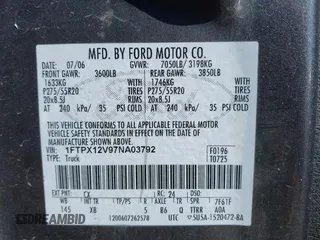 2007 Ford F-150 XL с VIN 1FTPX12V97NA03792, выставлен на аукционе IAAI как лот 40157316 с пробегом 207 355 миль миль и . История ставок и продаж доступна на DreamBid. Изображение 9.