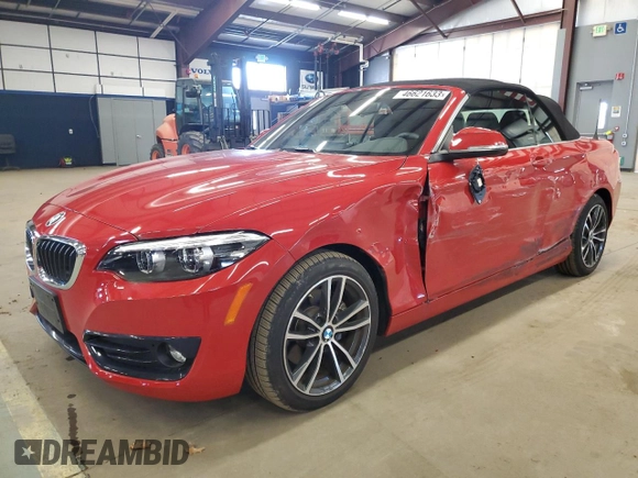2018 BMW 2 Series 230i xDrive with VIN WBA2K1C53JVD41137, listed as a Copart auction lot 46621633 with 21,004 mi miles. Bid and sale history available at carsss.com. Image 1.